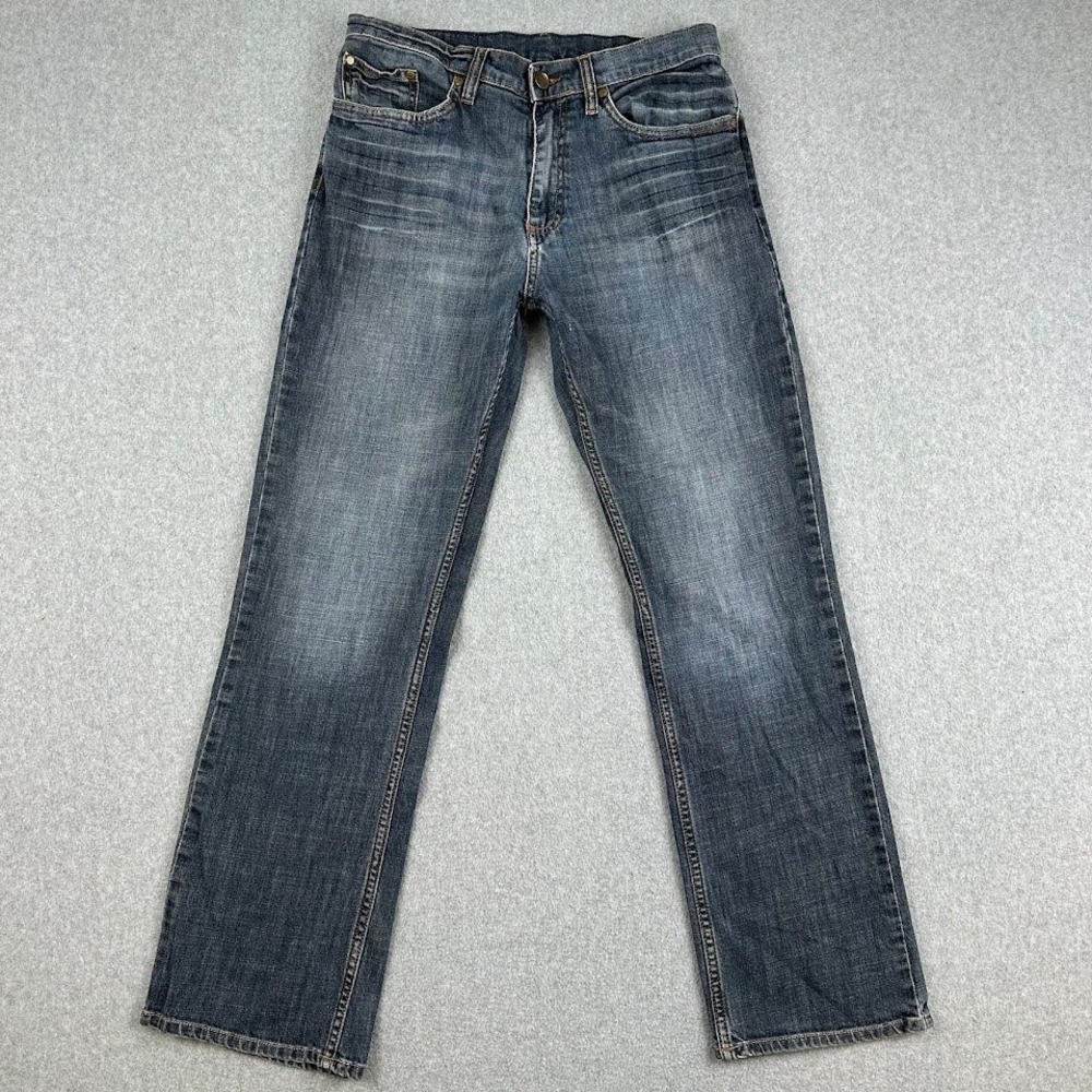 Perry Ellis‎ Mens Jeans Dark Wash Straight Leg Denim Pants Size 30x30 Distressed
